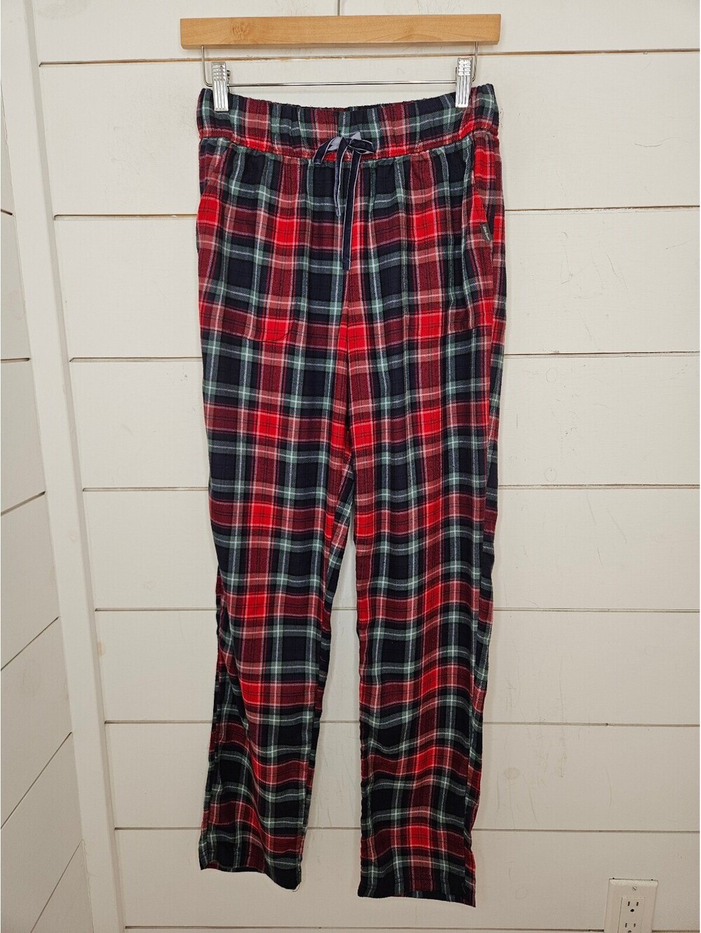 Eddie Bauer Sleepwear small red blue & green plaid flannel pajama pants